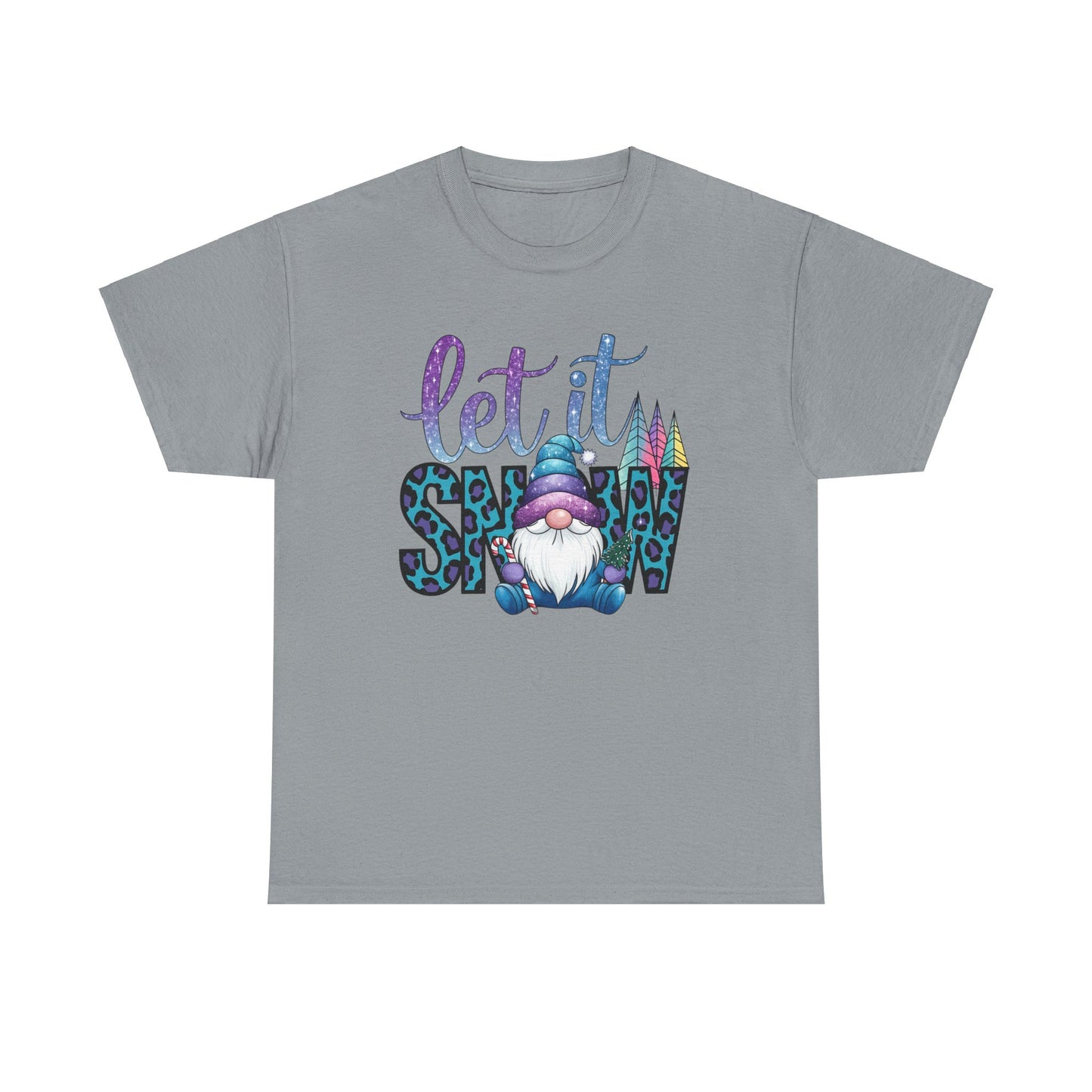 Let It Snow Unisex Heavy Cotton Tee - Fun Winter Holiday Gnome Design
