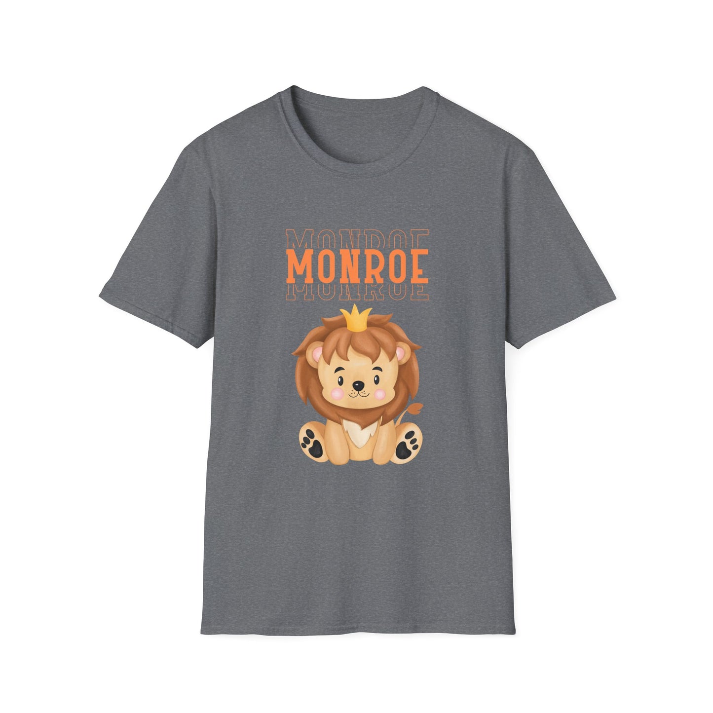 Triple Monroe Orange Lettering with Cute Lion King Unisex Adult Softstyle T-Shirt