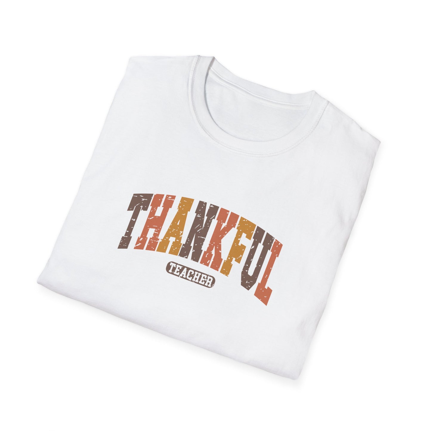 Thankful Teacher Unisex Softstyle Thanksgiving Teacher T-Shirt – Perfect for Educators and Appreciation Days