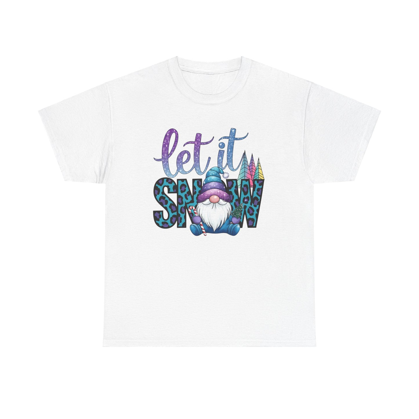 Let It Snow Unisex Heavy Cotton Tee - Fun Winter Holiday Gnome Design